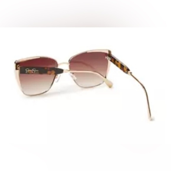 Jessica Simpson‎ GOLD and TORTOISE Metal Vented Cat Eye Sunglasses new - Picture 2 of 7
